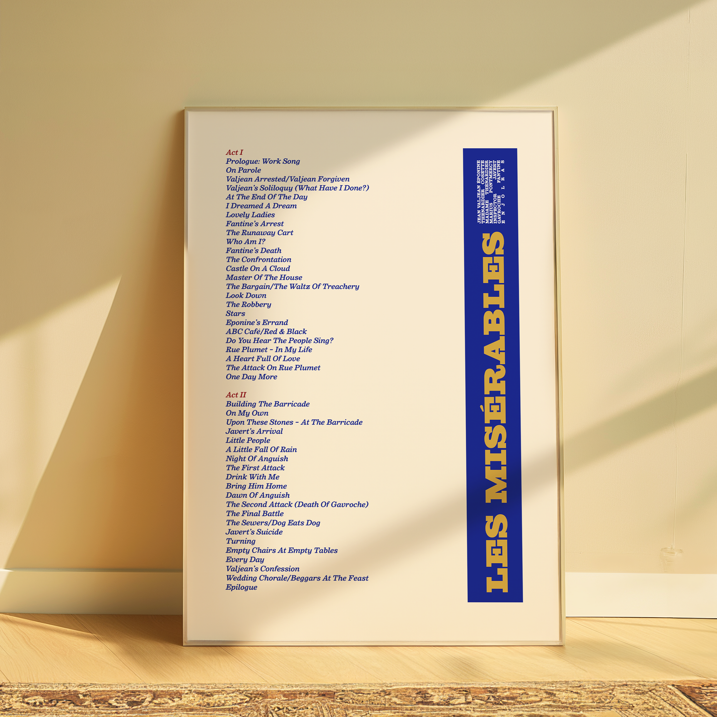 Les Misérables Song List Print