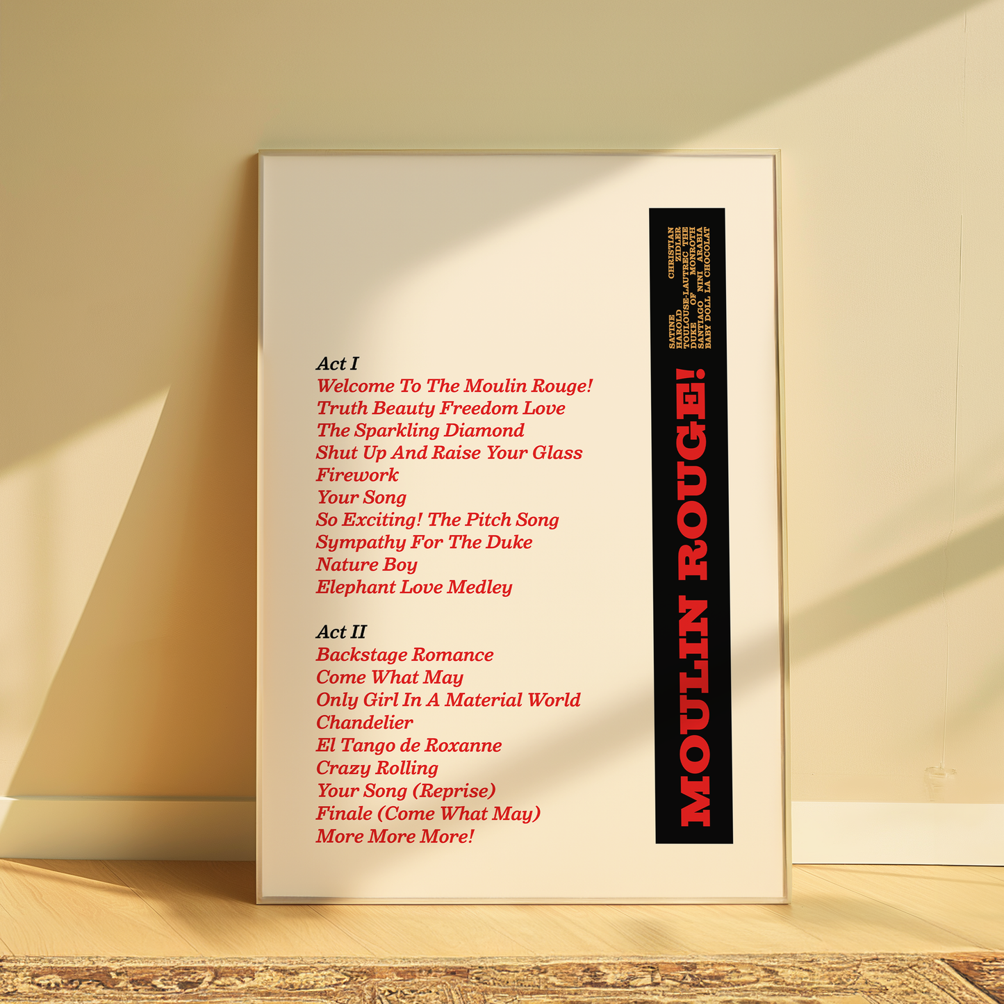Moulin Rouge Song List Print
