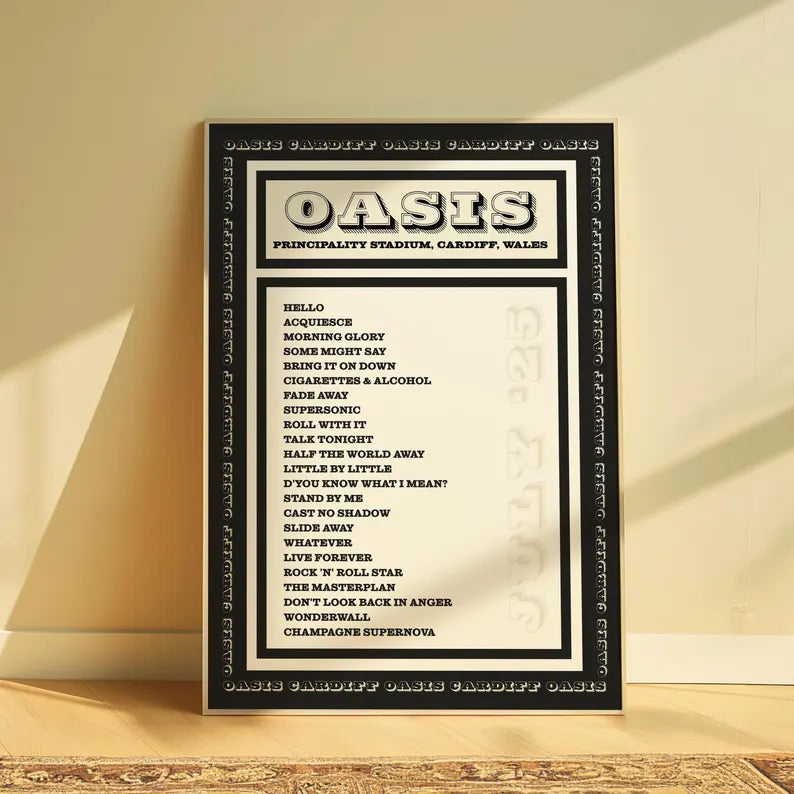 Oasis | Principality Stadium | Setlist | Black & White