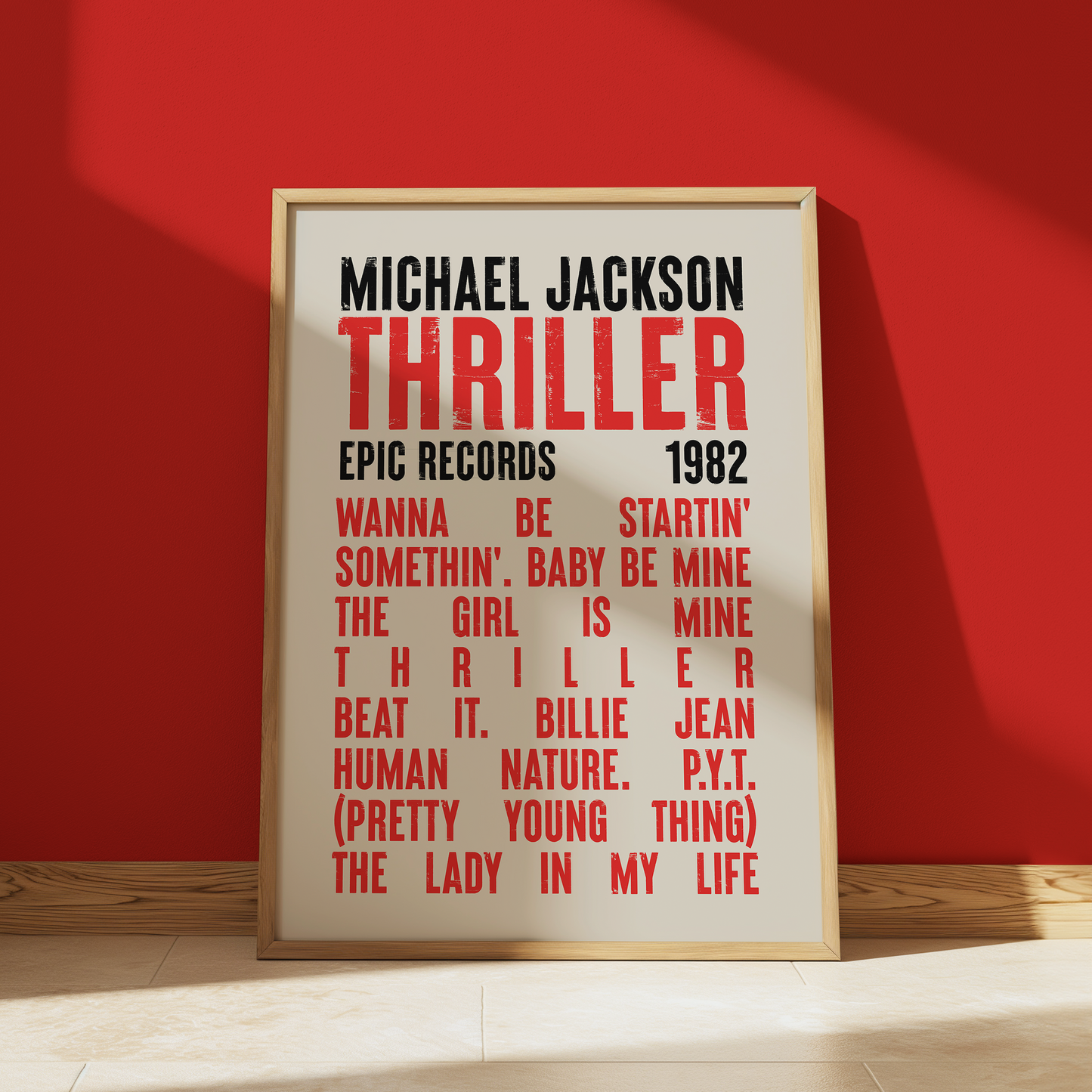 Thriller Album print in Cream - Michael Jackson typography wall art