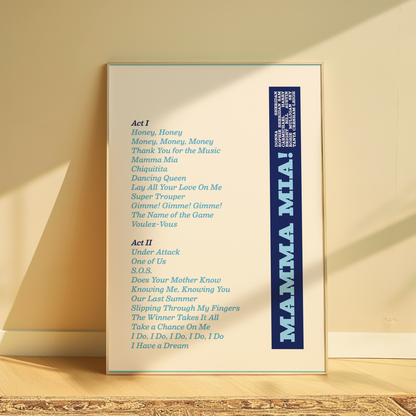 Mamma Mia Song List Print