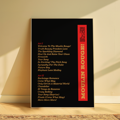 Moulin Rouge Song List Print