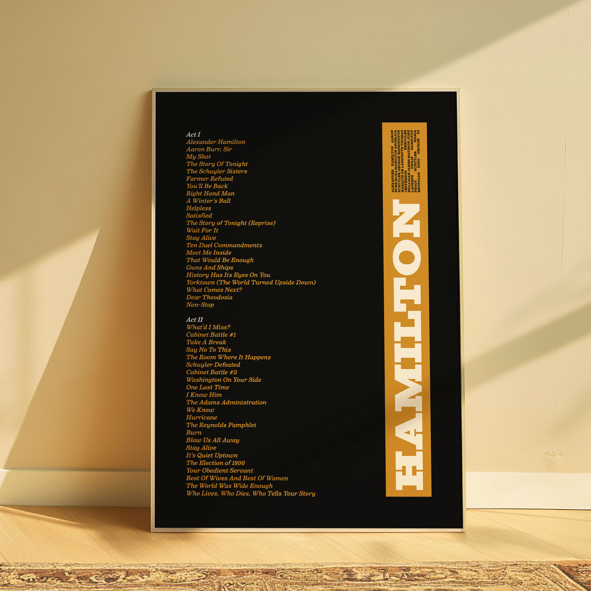 Hamilton Program Song List Hamilton the Musical Song List Print | Theatre Wall Art – Olivia Designs