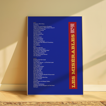 Les Misérables Song List Print