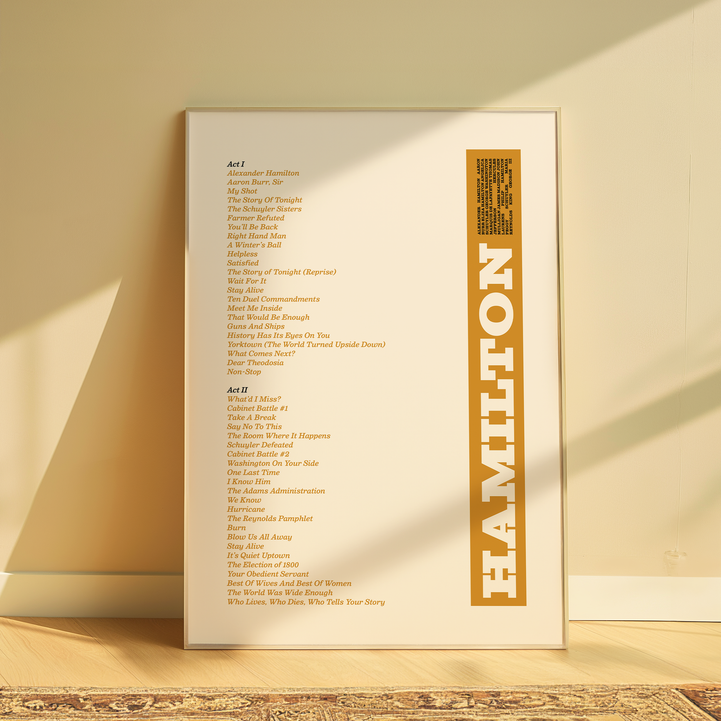 Hamilton Song List Print