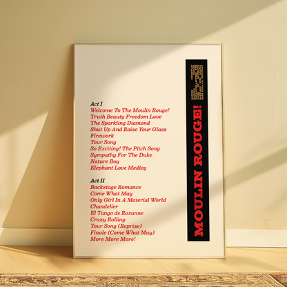 Moulin Rouge Song List Print