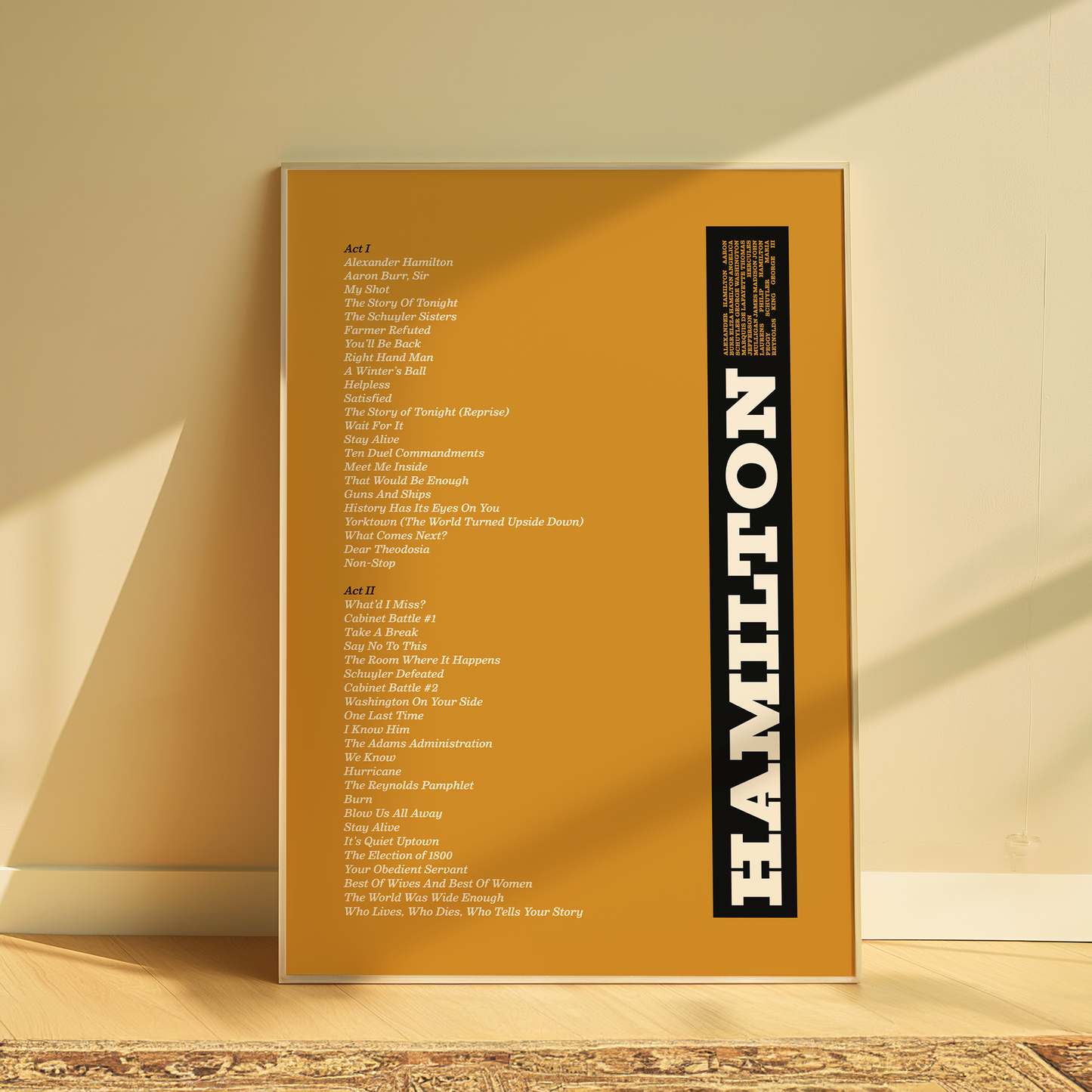 Hamilton Song List Print