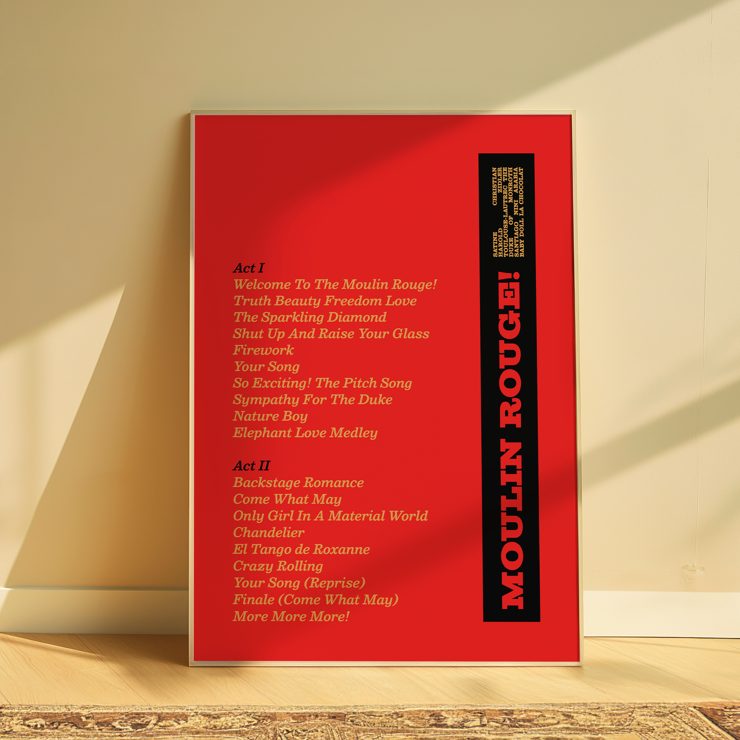 Moulin Rouge Song List Print