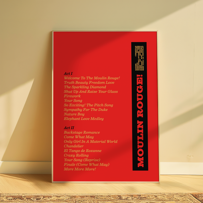 Moulin Rouge Song List Print