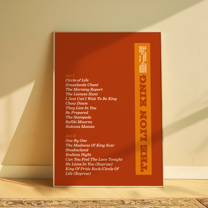 The Lion King Song List Print