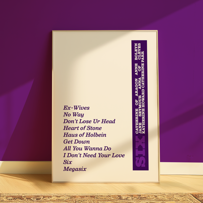 Six: The Musical Song List Print