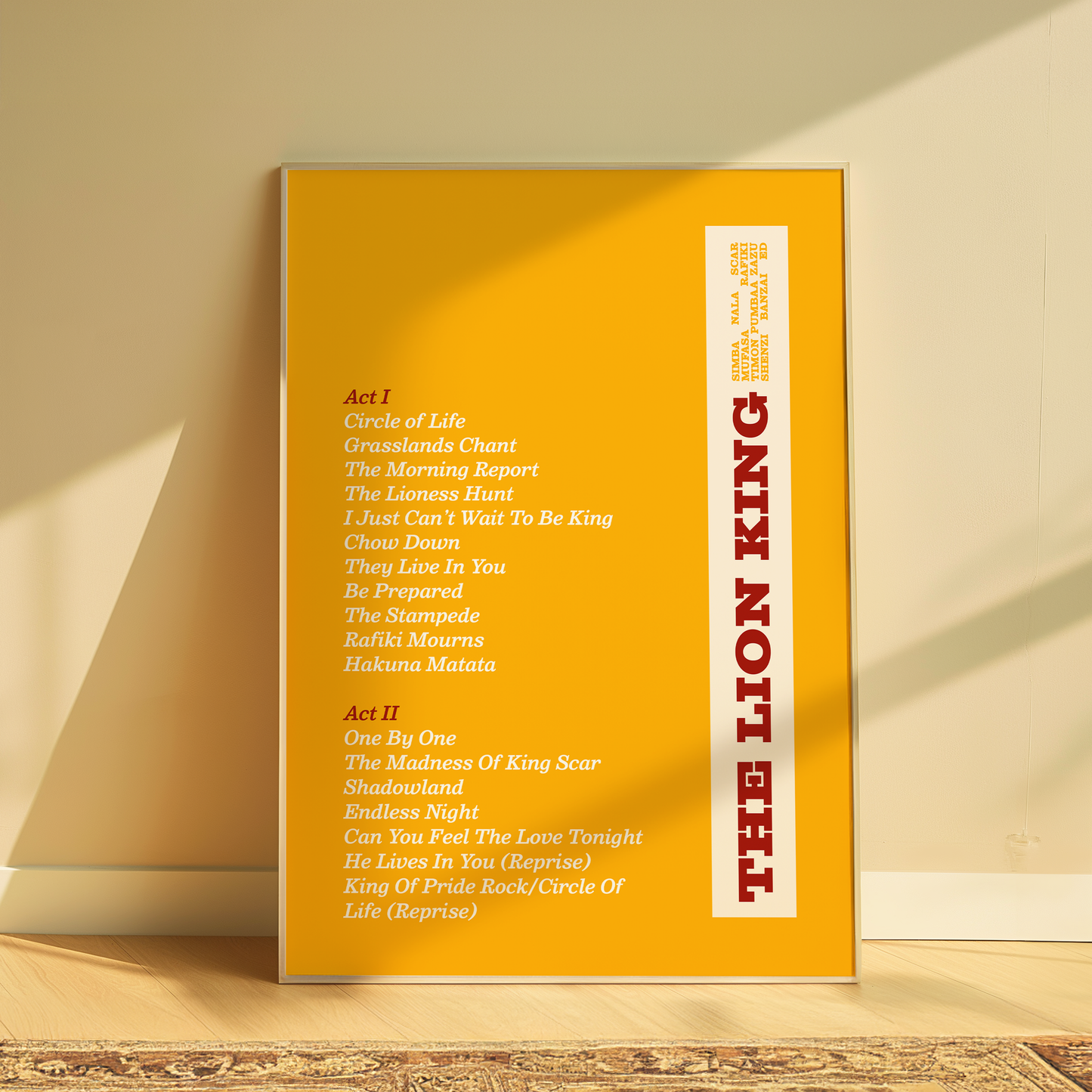 The Lion King Song List Print