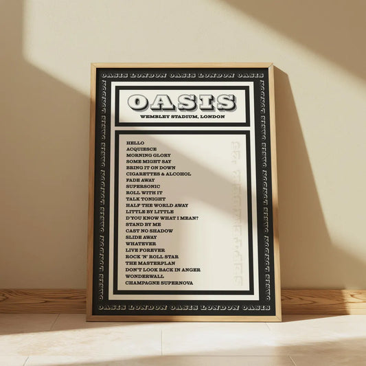 Oasis | SEPTEMBER | Wembley Stadium | Setlist | Black & White