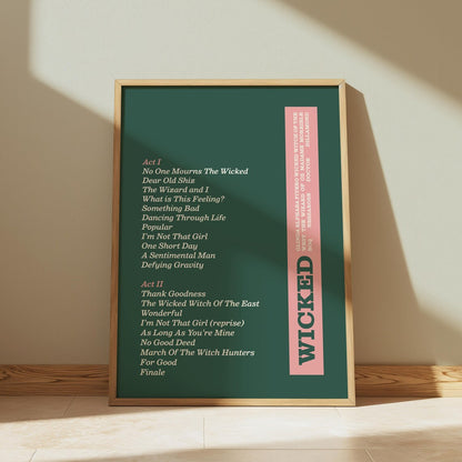 Wicked | Song List Print