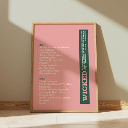 Wicked | Song List Print
