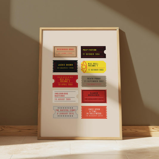 Quentin Tarantino Film Ticket Poster Print