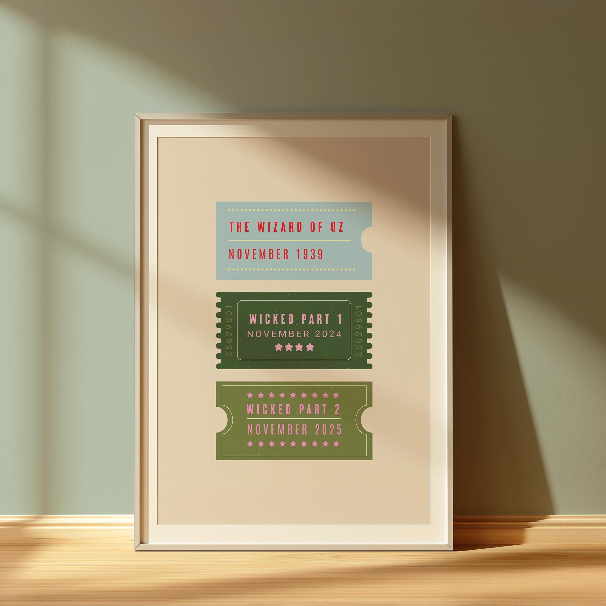 Wizard of Oz & Wicked Film Ticket Print