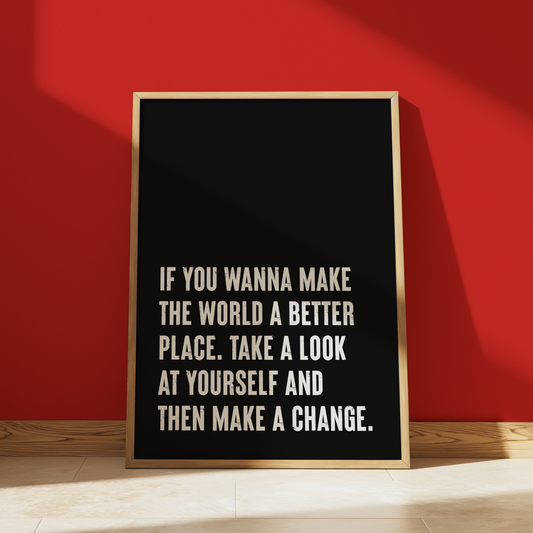 Better Place print in Black - Michael Jackson typography wall art