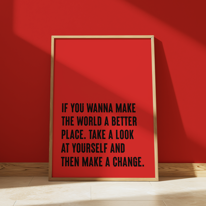 Better Place print in Red - Michael Jackson typography wall art