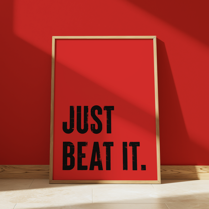 Just Beat It print in Red - Michael Jackson typography wall art