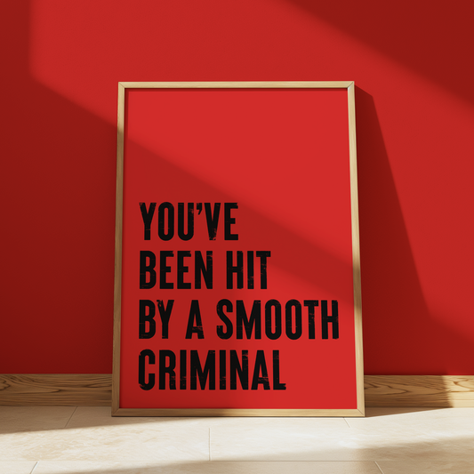 Smooth Criminal print in Red - Michael Jackson typography wall art