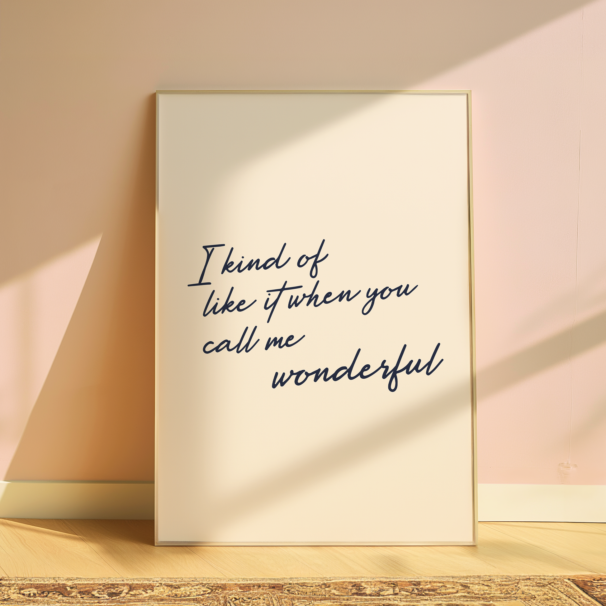 Olivia Dean I Kind Of Like It When You Call Me Wonderful typography print in Cream - music lyric wall art poster