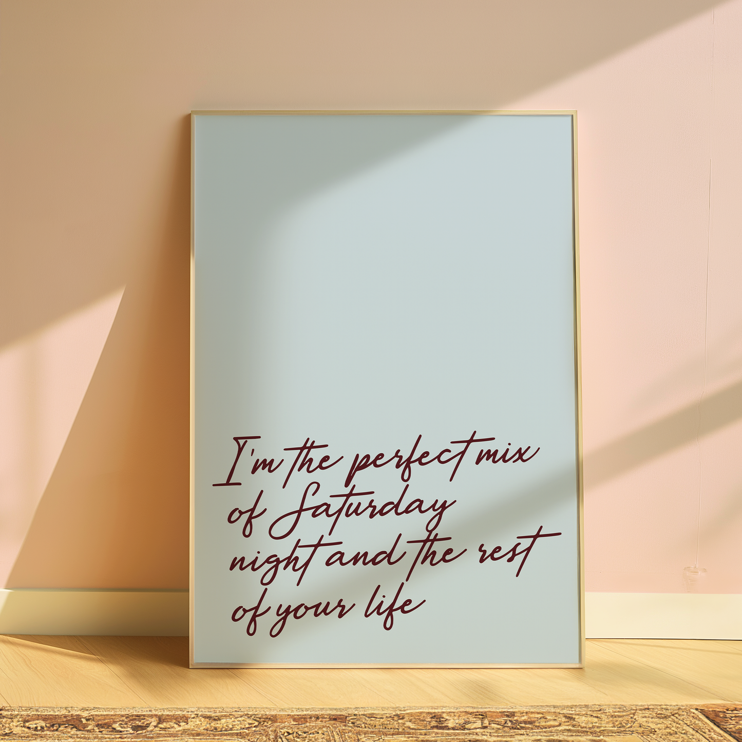 Olivia Dean I'm The Perfect Mix typography print in Blue - music lyric wall art poster