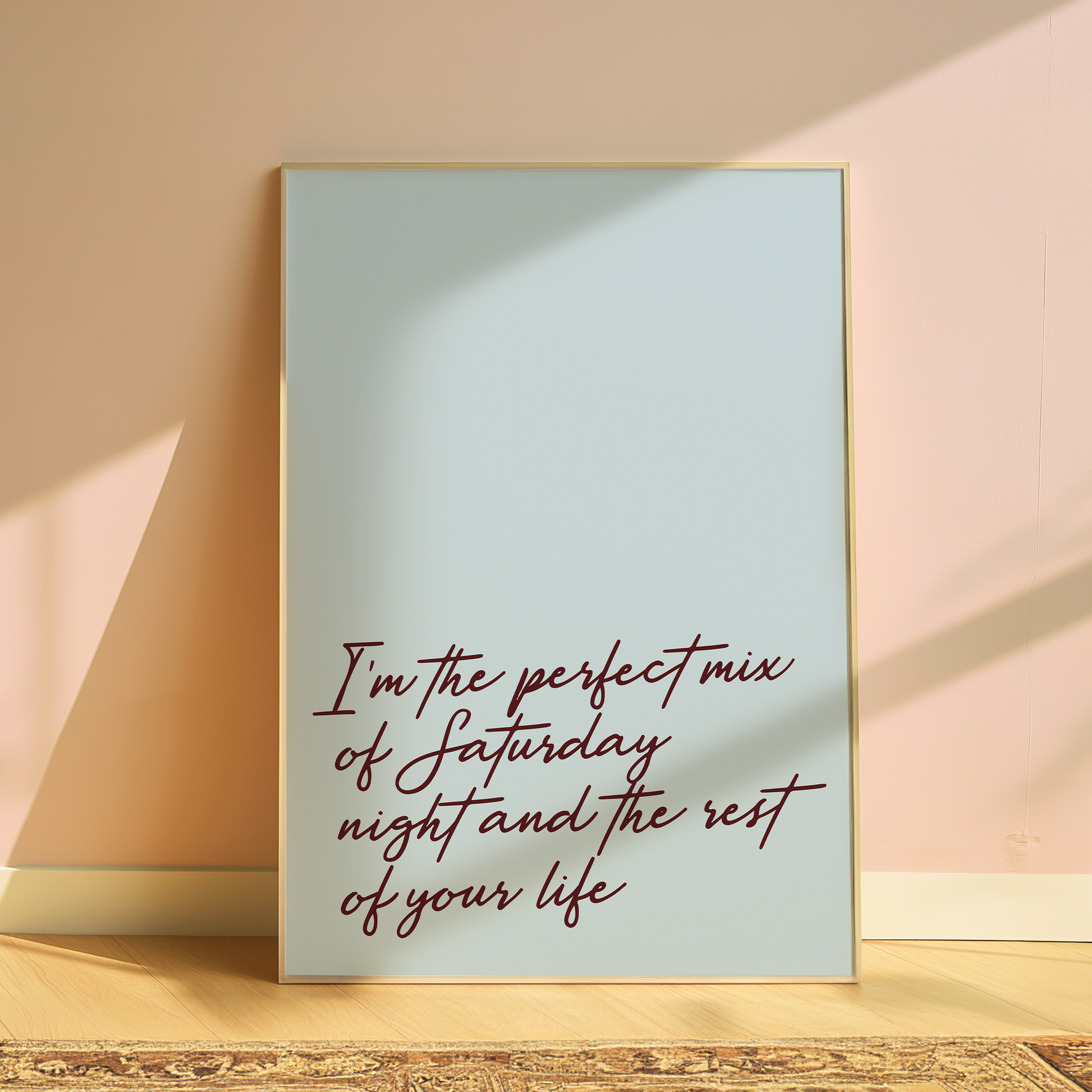 Olivia Dean I'm The Perfect Mix typography print in Blue - music lyric wall art poster
