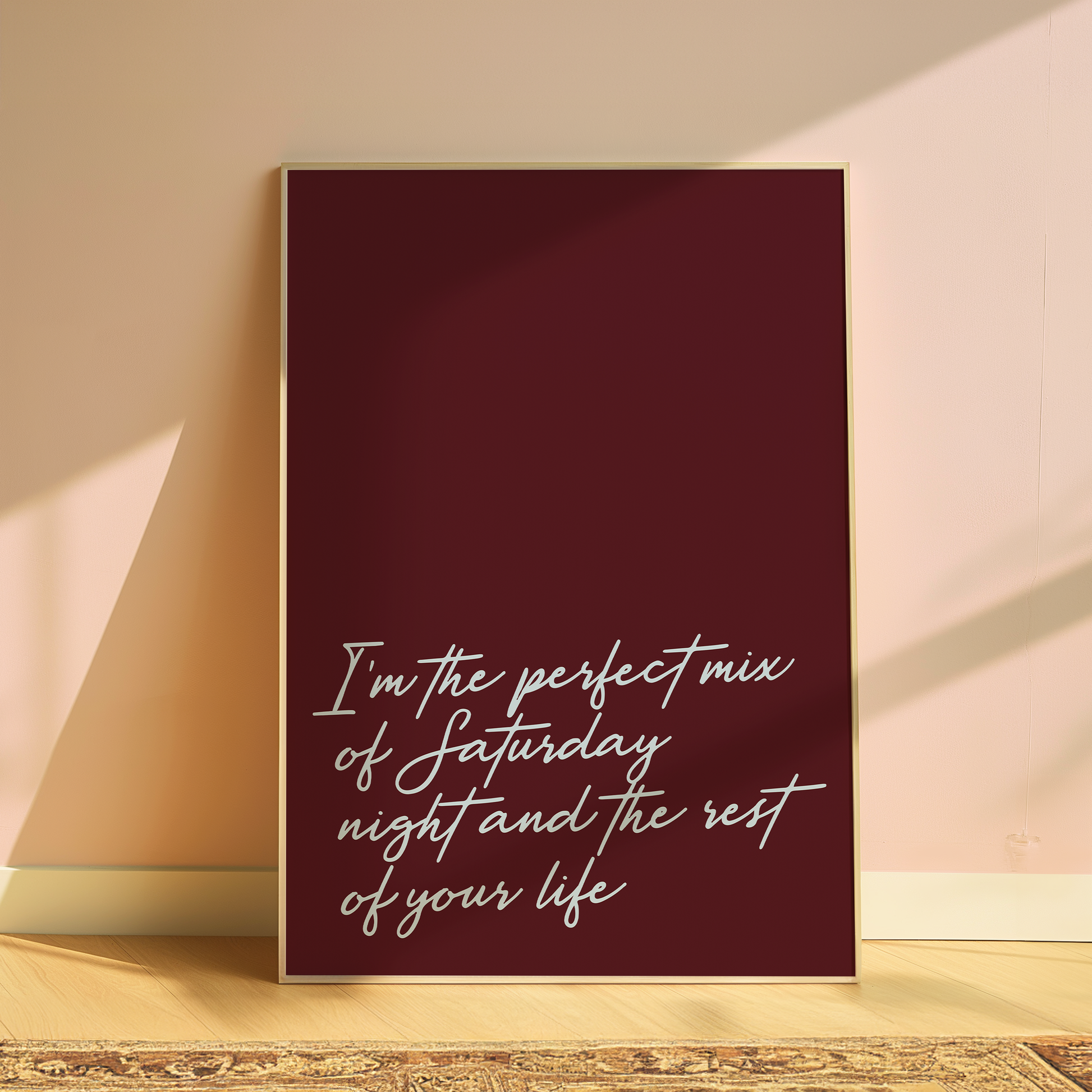 Olivia Dean I'm The Perfect Mix typography print in Burgundy - music lyric wall art poster