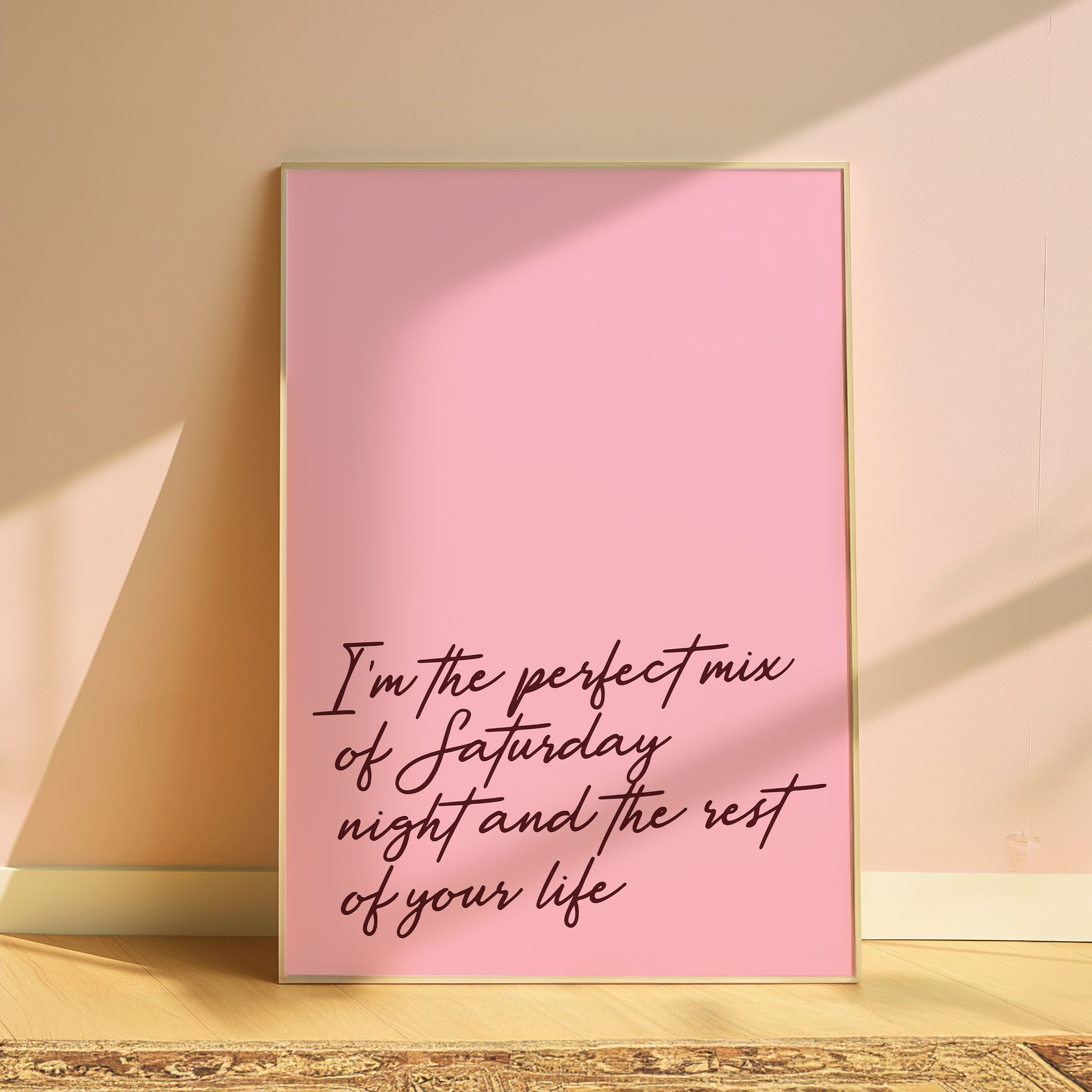 Olivia Dean I'm The Perfect Mix typography print in Pink - music lyric wall art poster