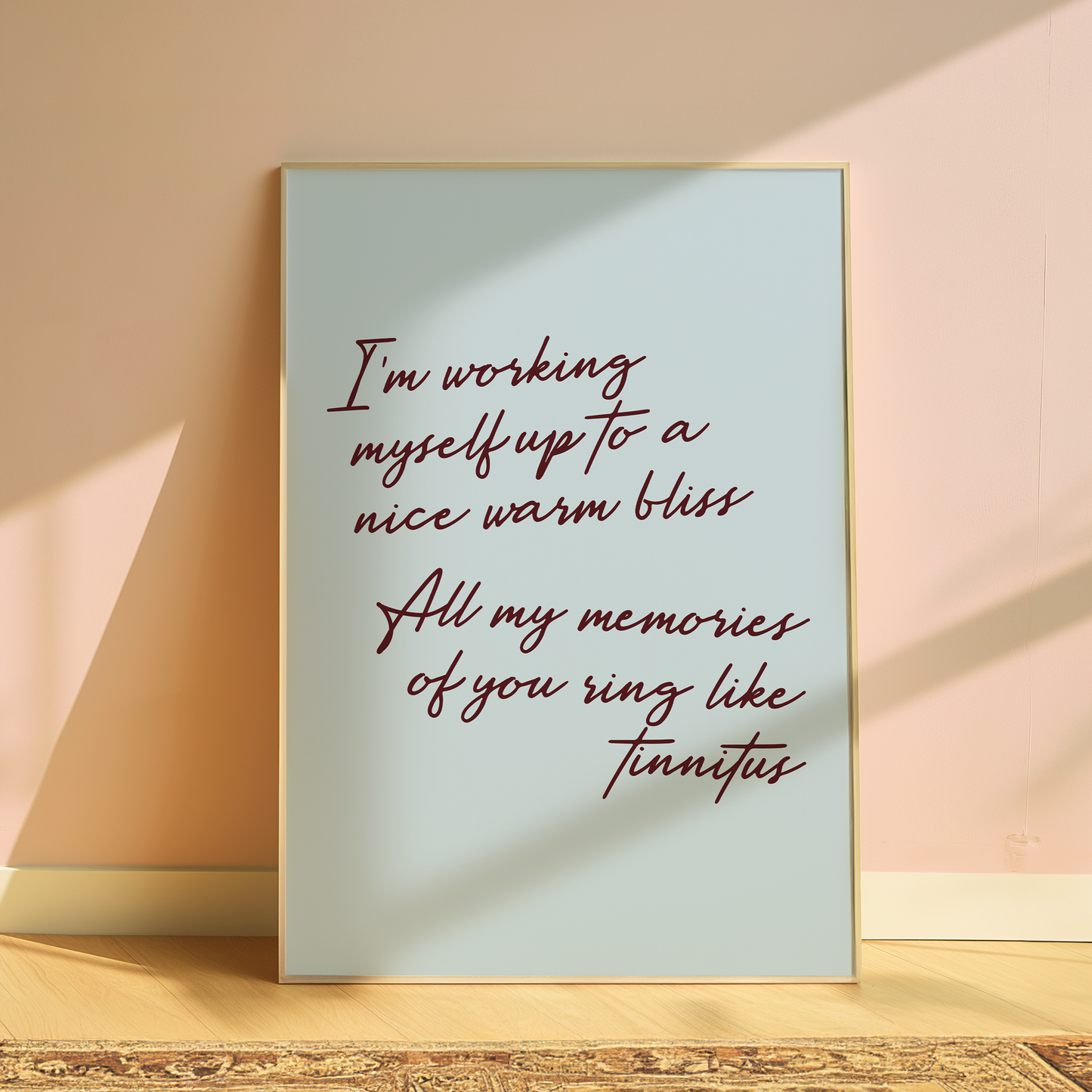 Olivia Dean I'm Working Myself Up typography print in Blue - music lyric wall art poster