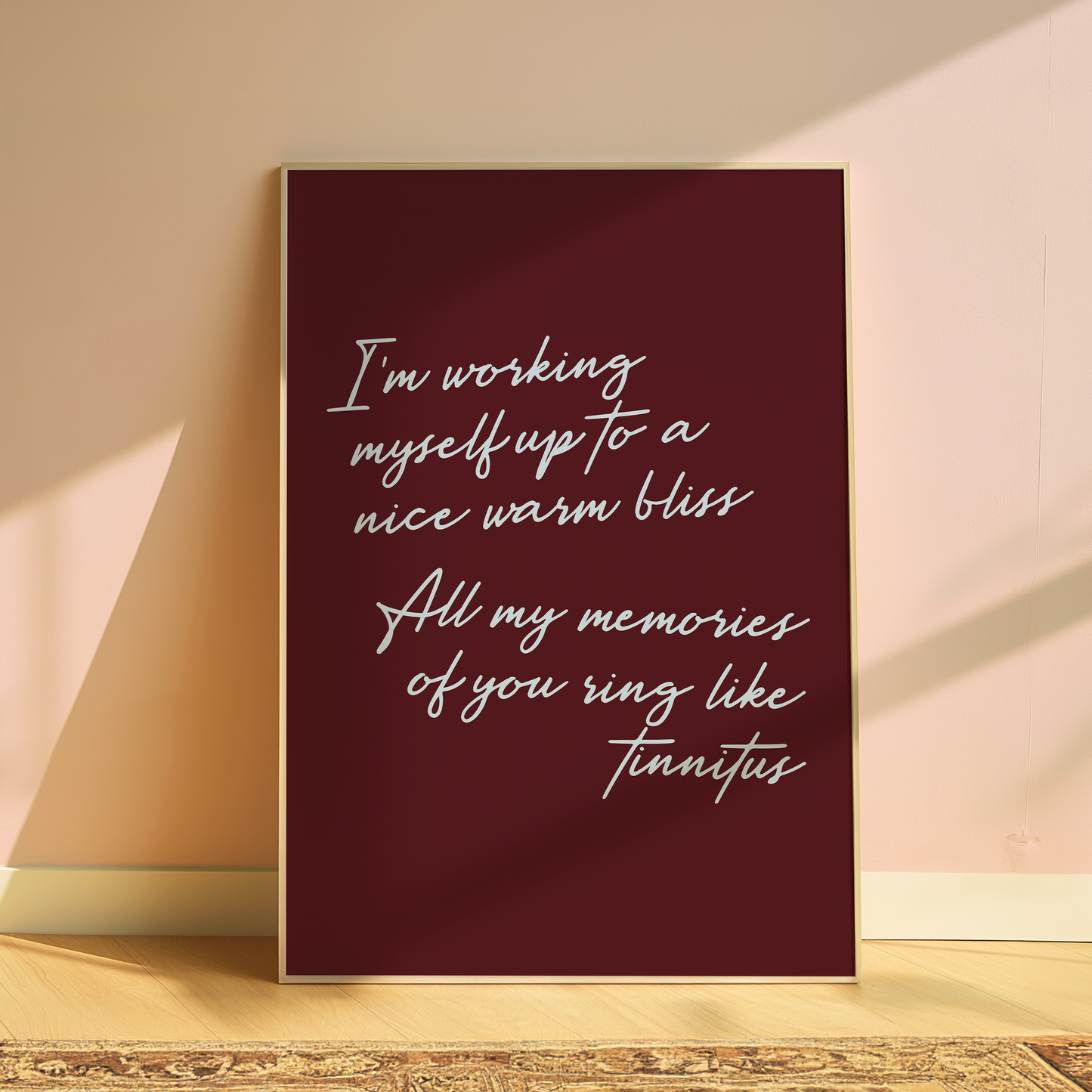 Olivia Dean I'm Working Myself Up typography print in Burgundy - music lyric wall art poster