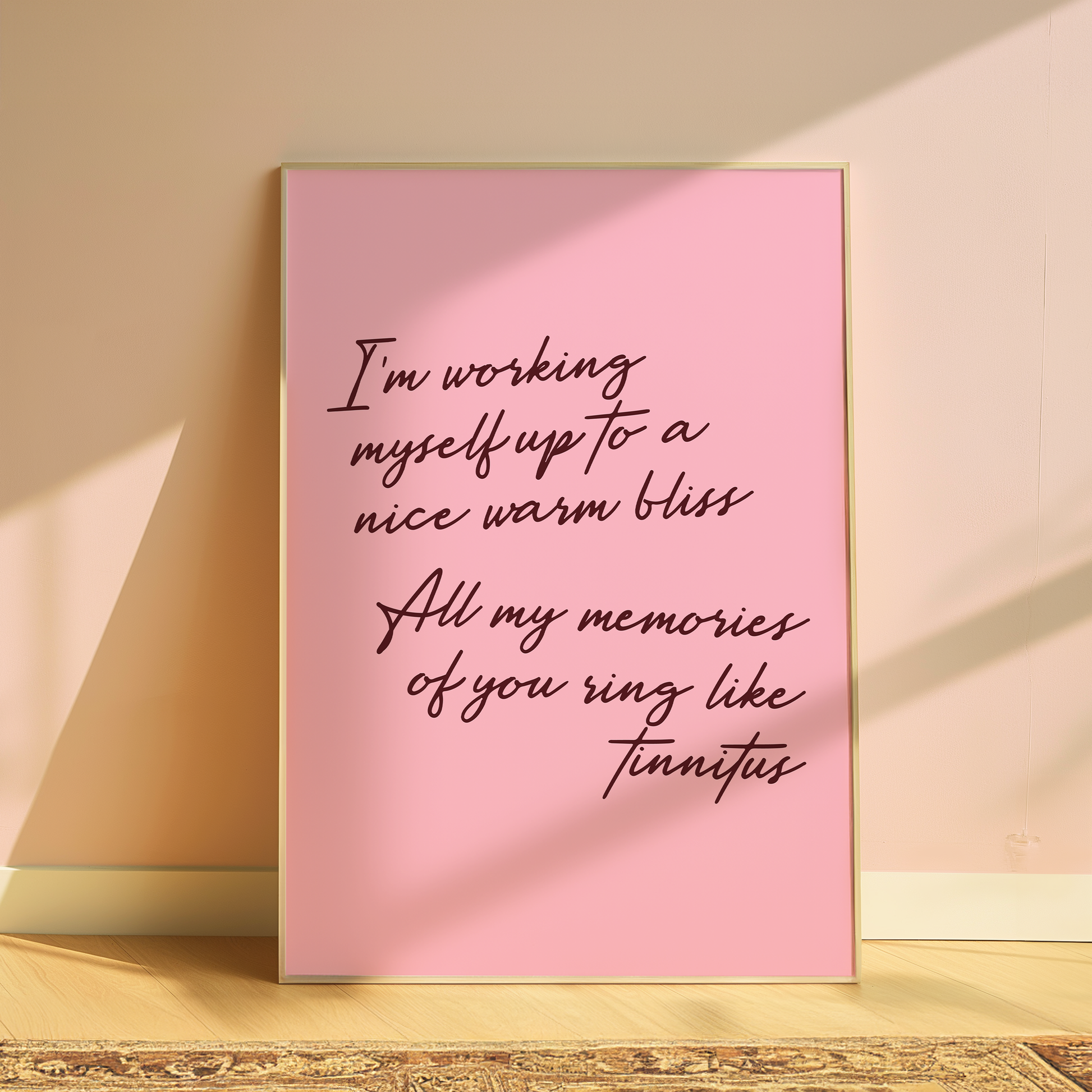 Olivia Dean I'm Working Myself Up typography print in Pink - music lyric wall art poster