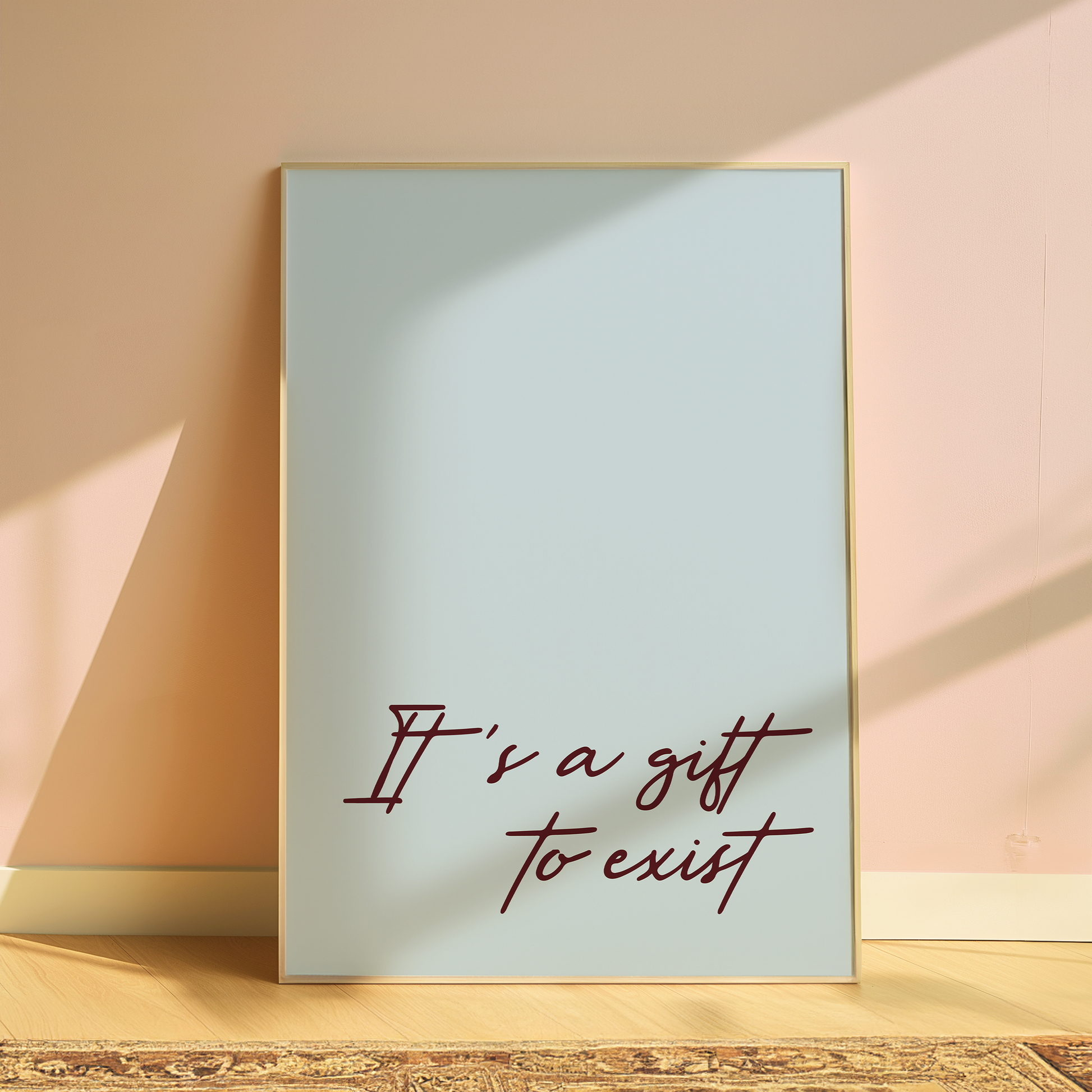 Olivia Dean It's a Gift To Exist typography print in Blue - music lyric wall art poster