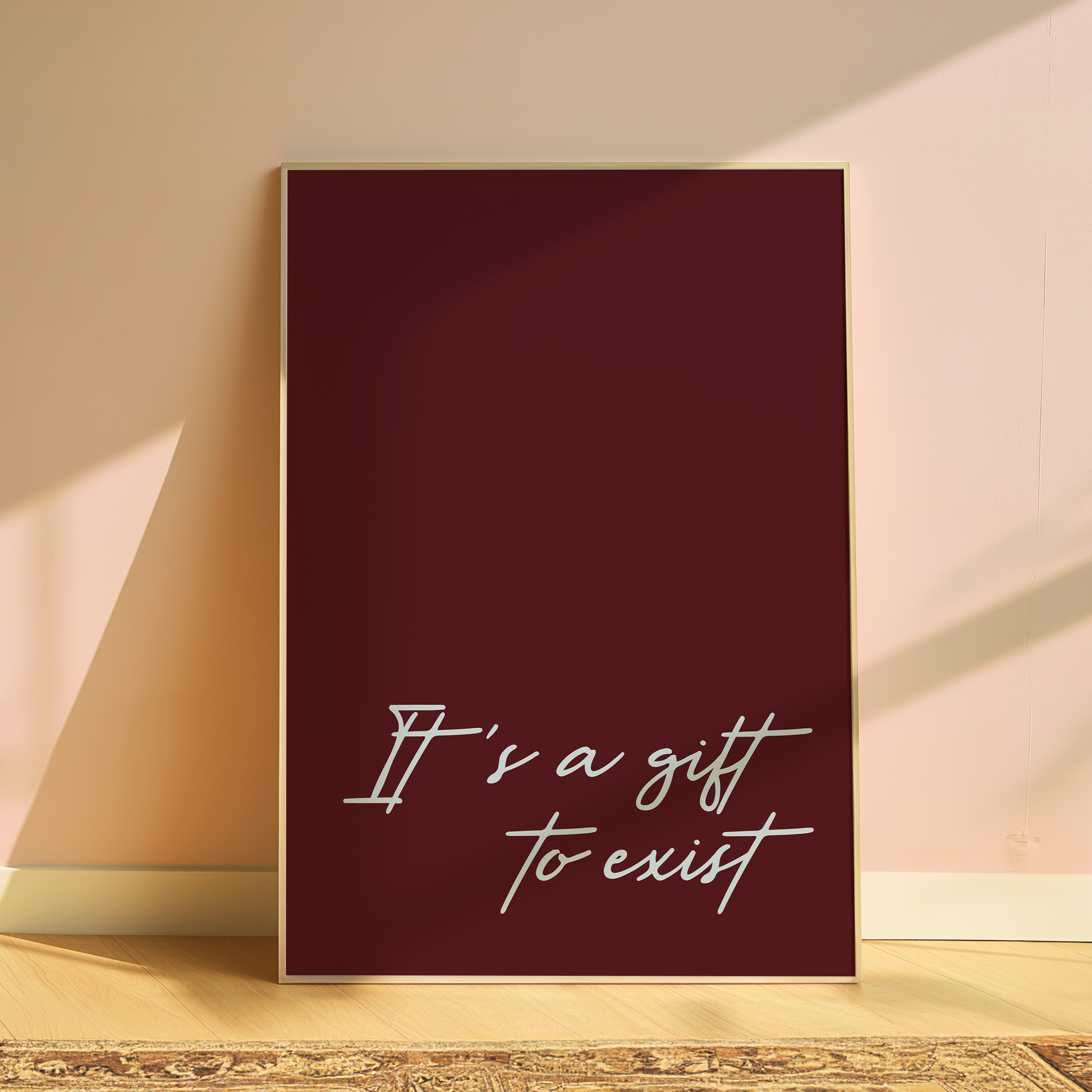 Olivia Dean It's a Gift To Exist typography print in Burgundy - music lyric wall art poster