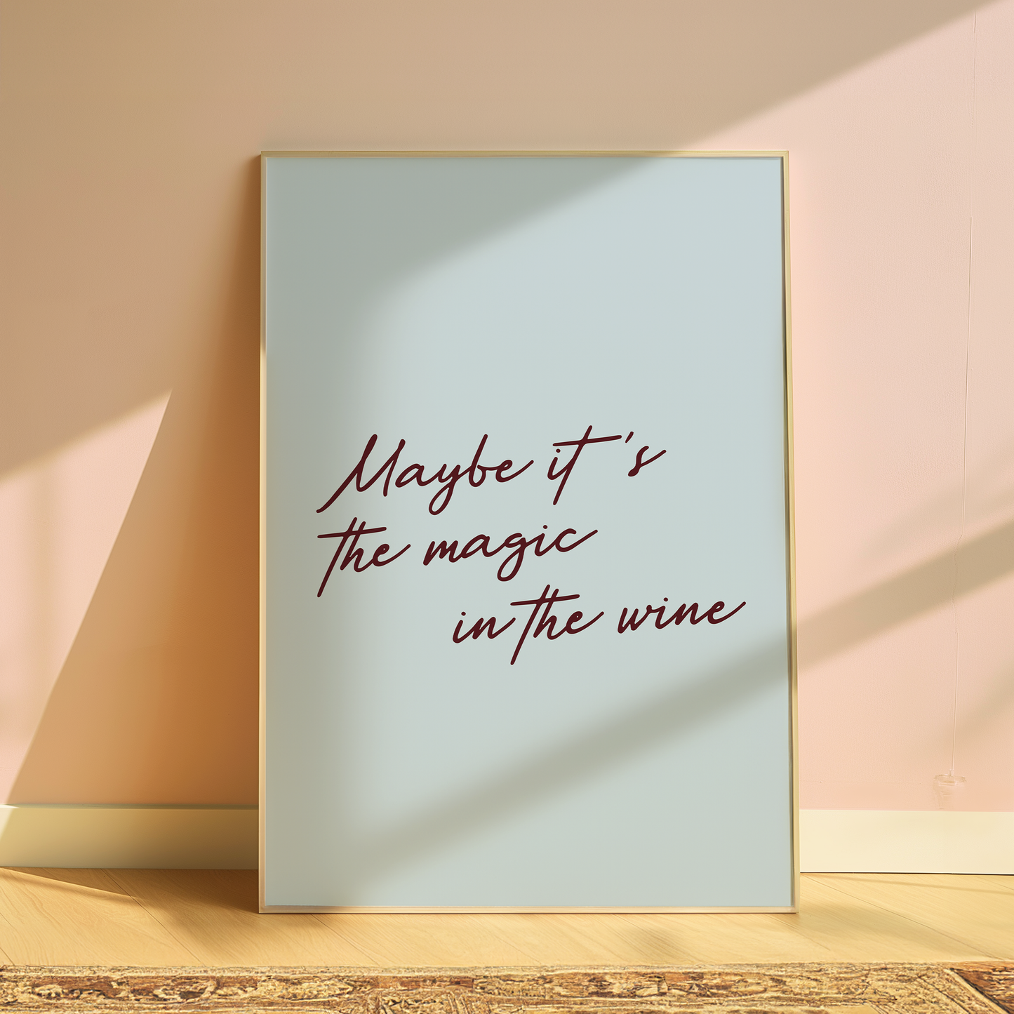 Olivia Dean Maybe It's The Magic In The Wine typography print in Blue - music lyric wall art poster