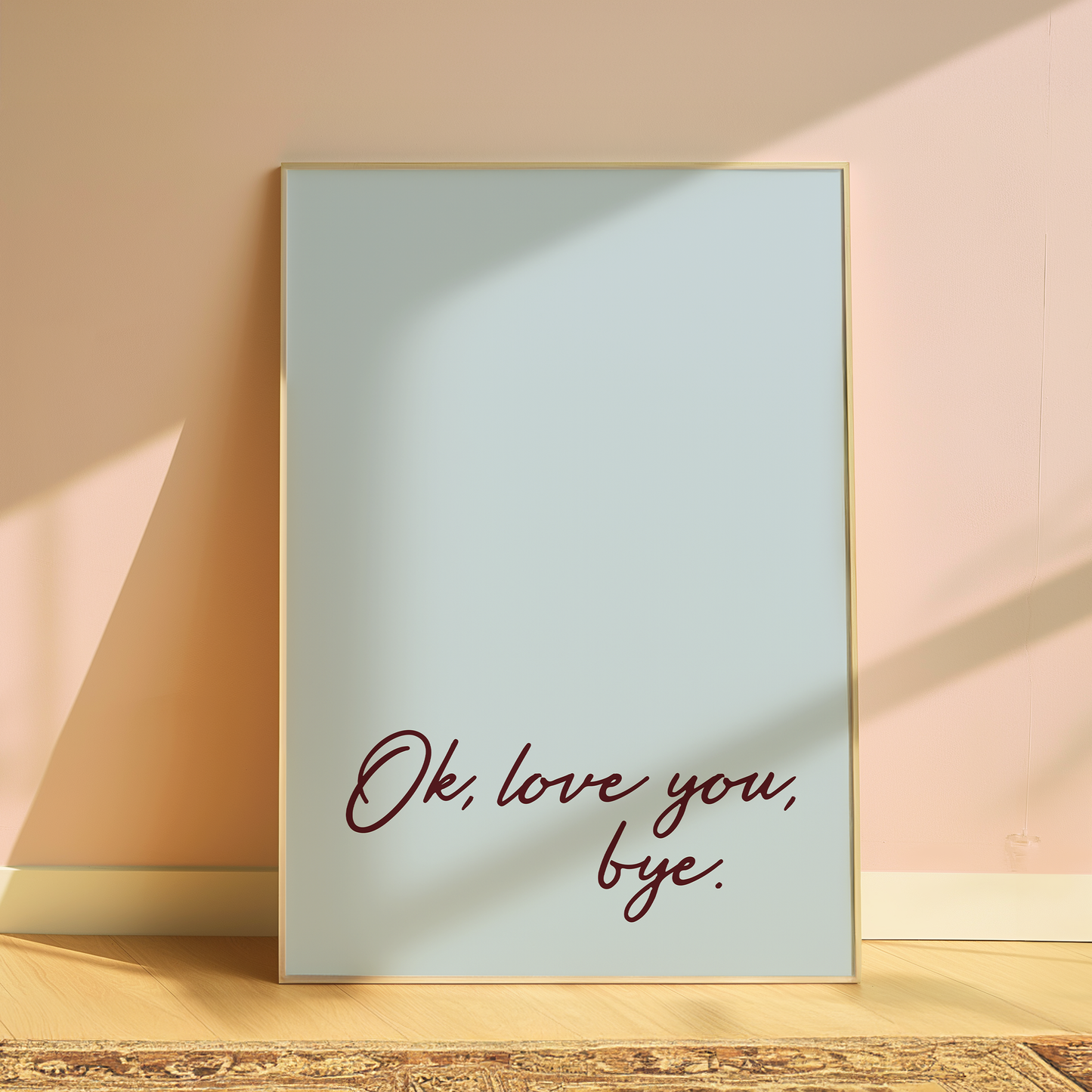Olivia Dean Ok, Love You, Bye typography print in Blue - music lyric wall art poster