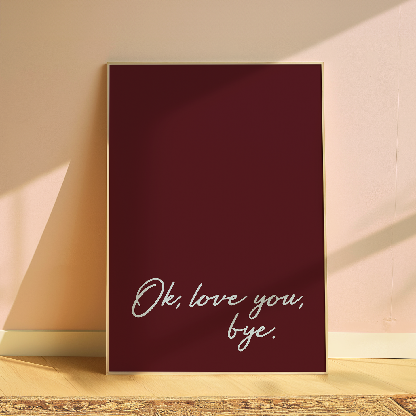 Olivia Dean Ok, Love You, Bye typography print in Burgundy - music lyric wall art poster