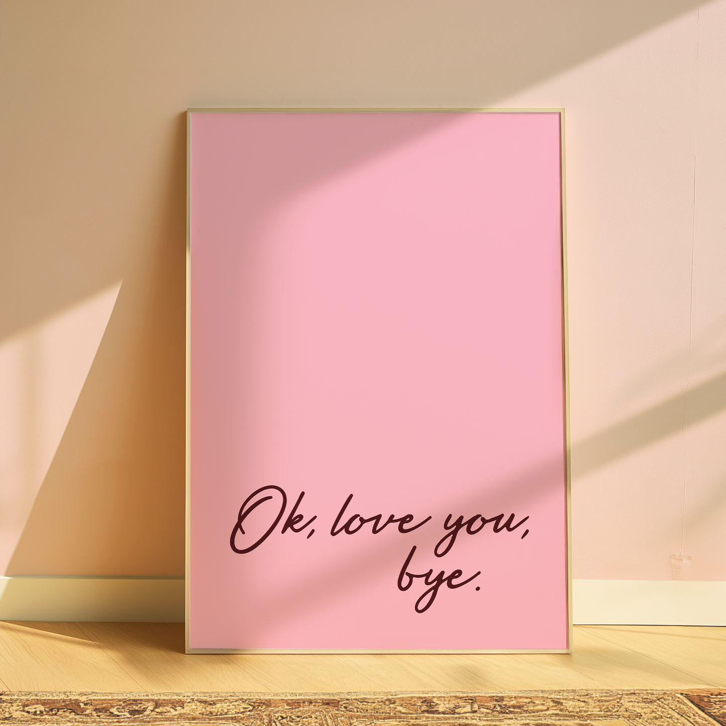 Olivia Dean Ok, Love You, Bye typography print in Pink - music lyric wall art poster
