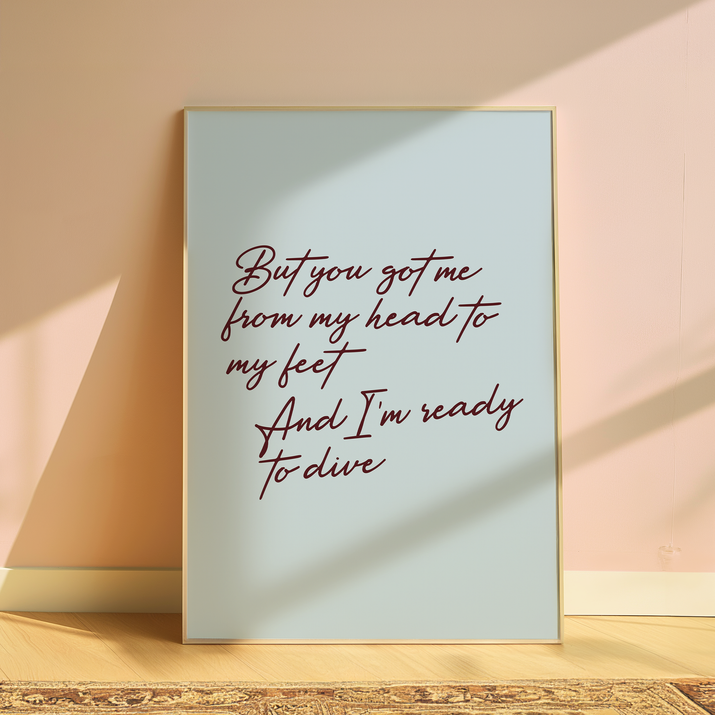 Olivia Dean Ready To Dive typography print in Blue - music lyric wall art poster