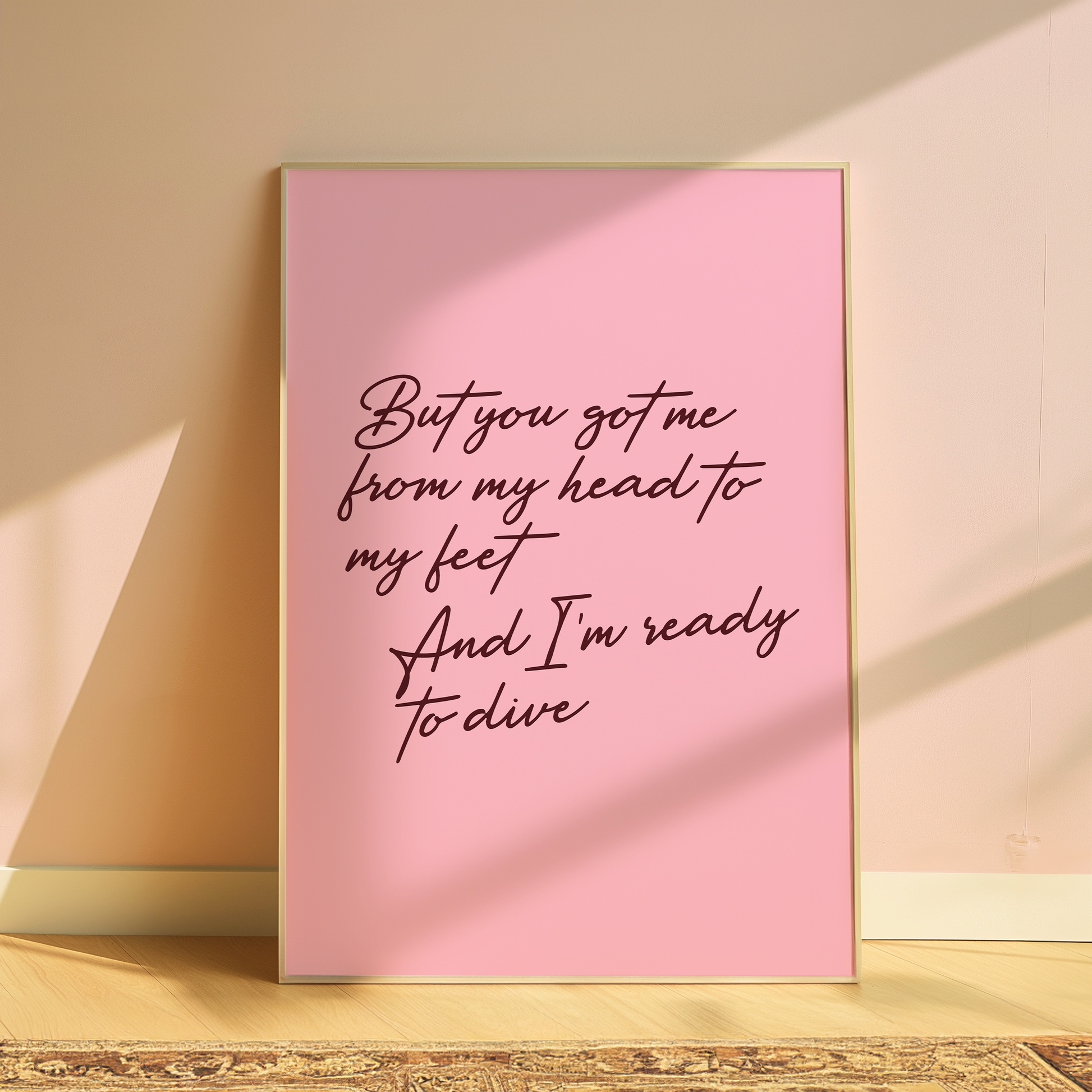 Olivia Dean Ready To Dive typography print in Pink - music lyric wall art poster