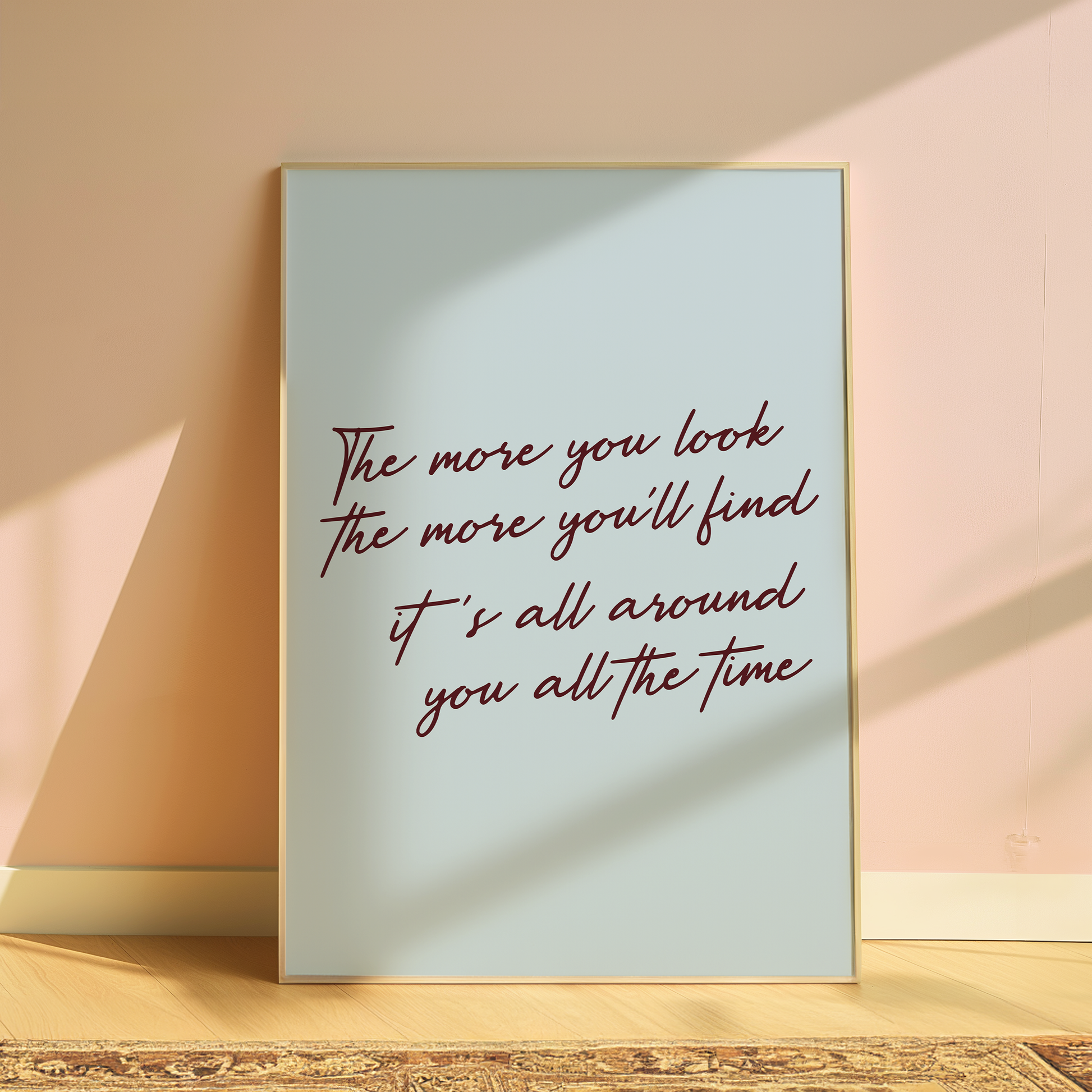 Olivia Dean The More You'll Look typography print in Blue - music lyric wall art poster