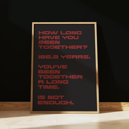 Project Hail Mary 186.3 Years typography print in Black & Red - sci-fi film wall art poster