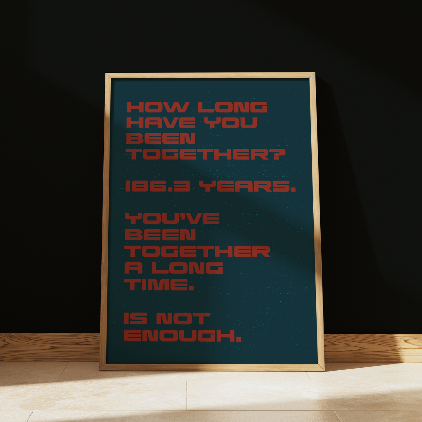 Project Hail Mary 186.3 Years typography print in Teal - sci-fi film wall art poster