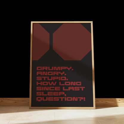 Project Hail Mary Grumpy Angry Stupid typography print in Black & Red - sci-fi film wall art poster