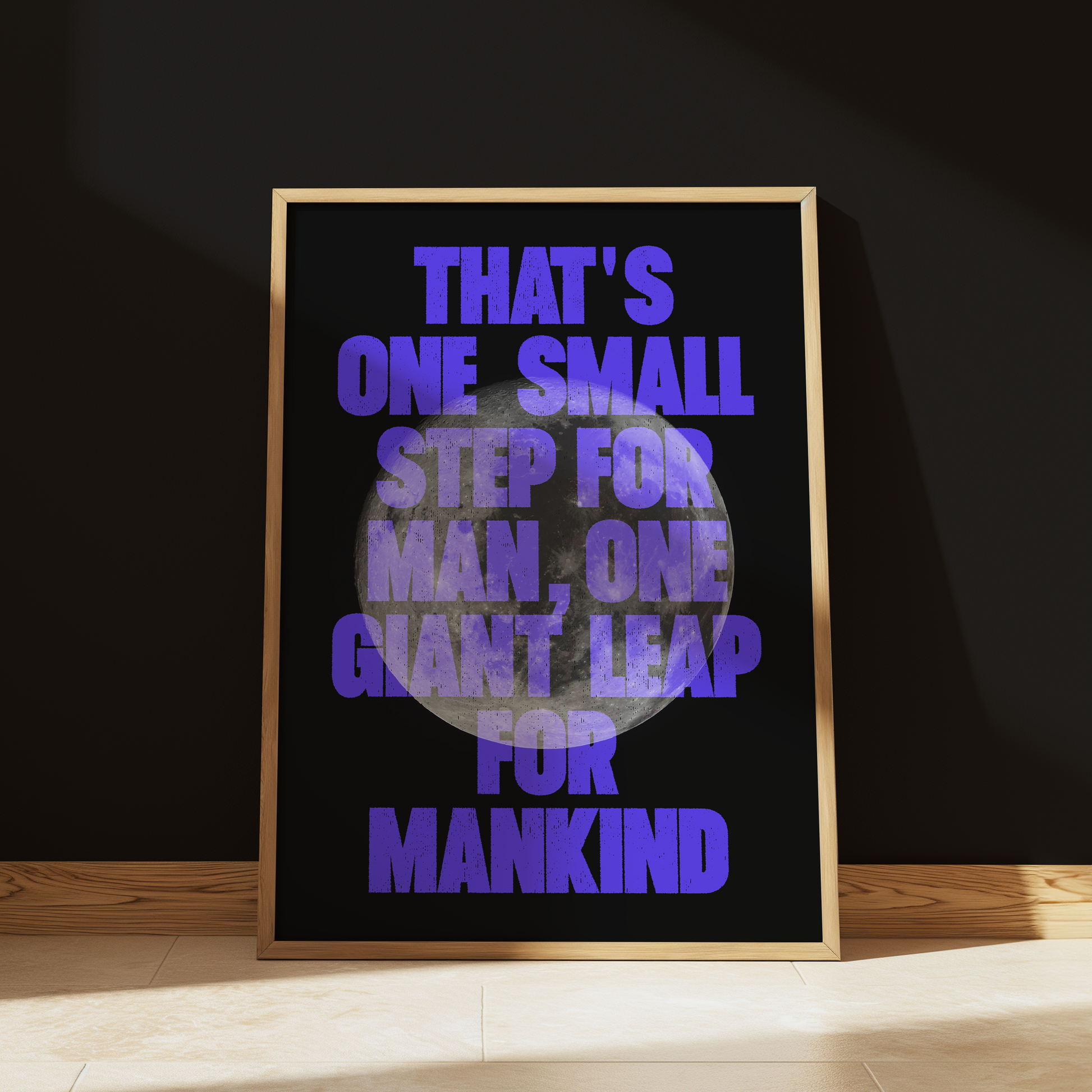 That's One Small Step For Man typography print in Blue - space wall art poster