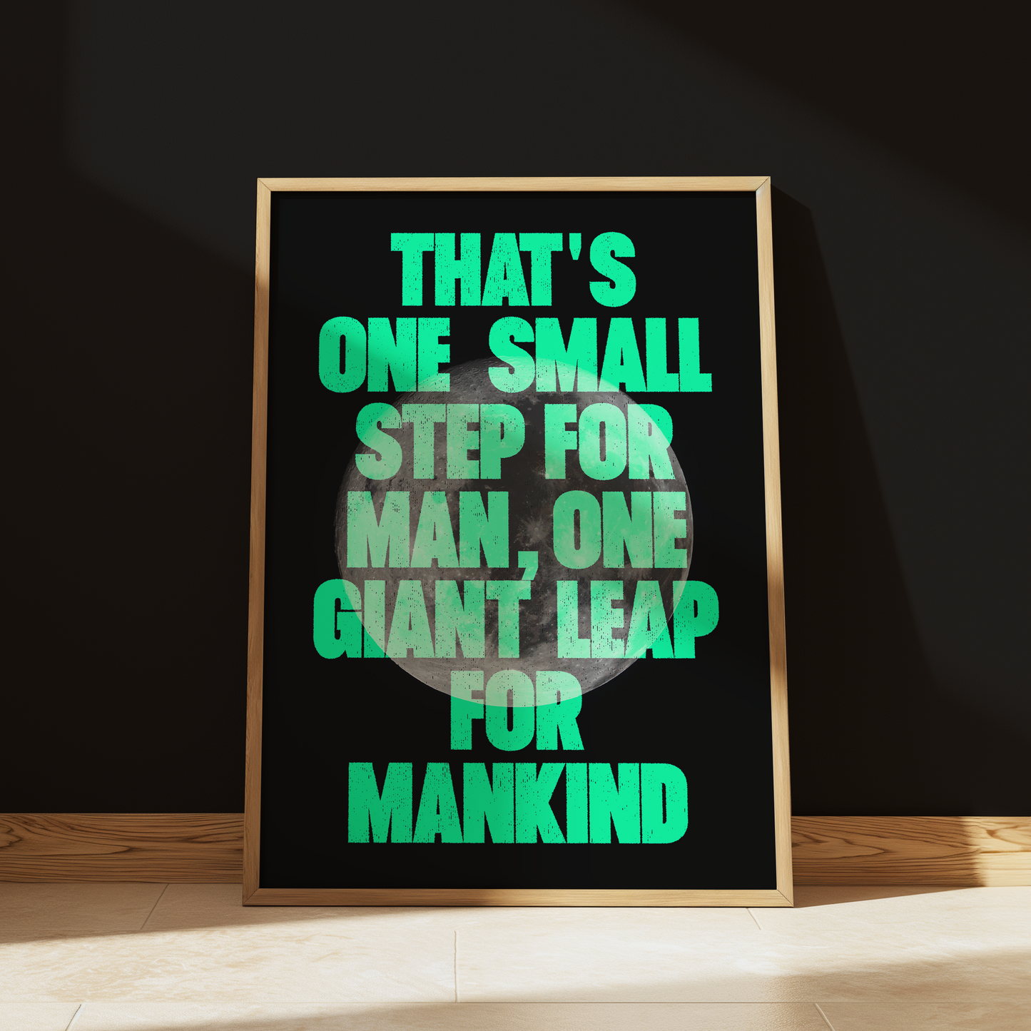 That's One Small Step For Man typography print in Green - space wall art poster