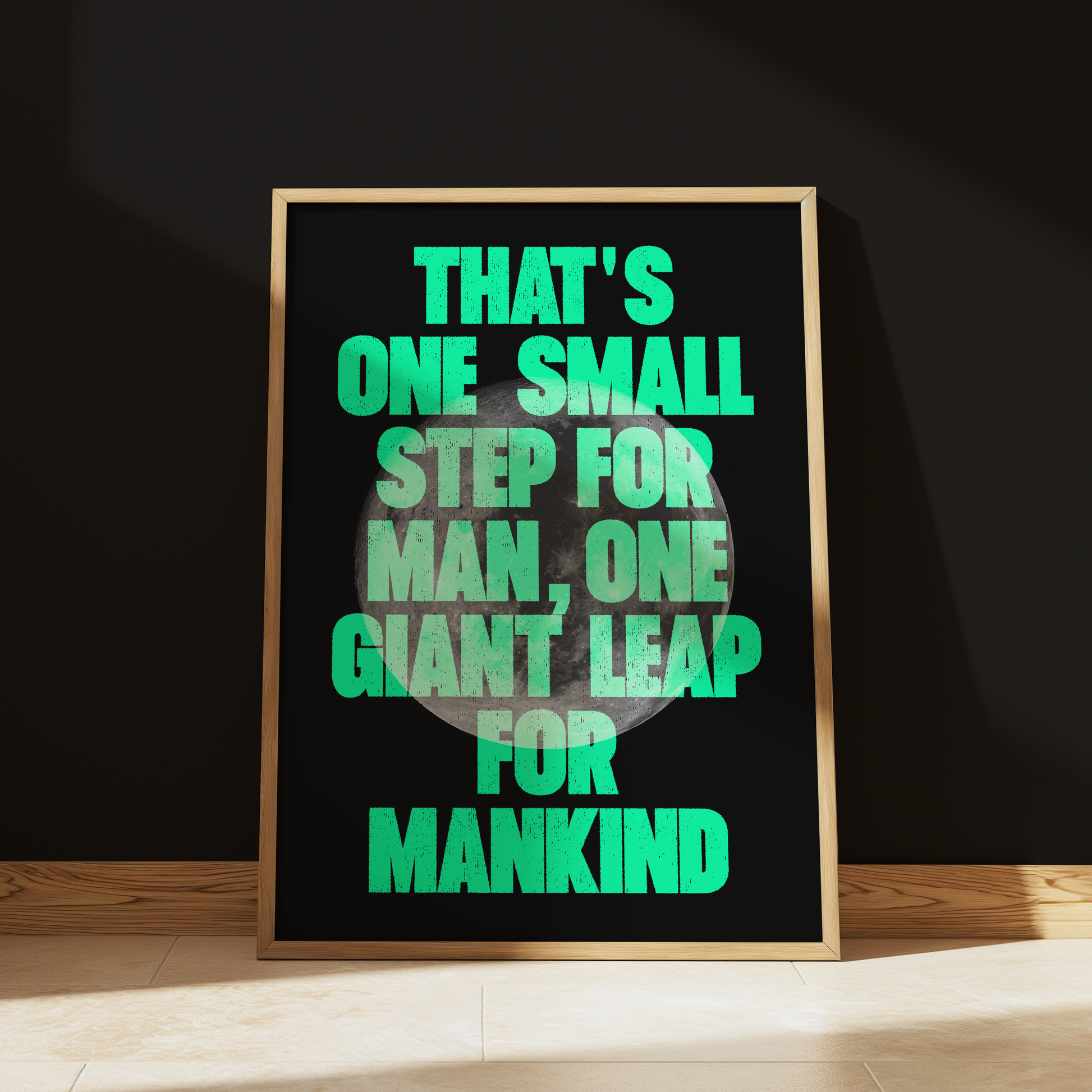 That's One Small Step For Man typography print in Green - space wall art poster