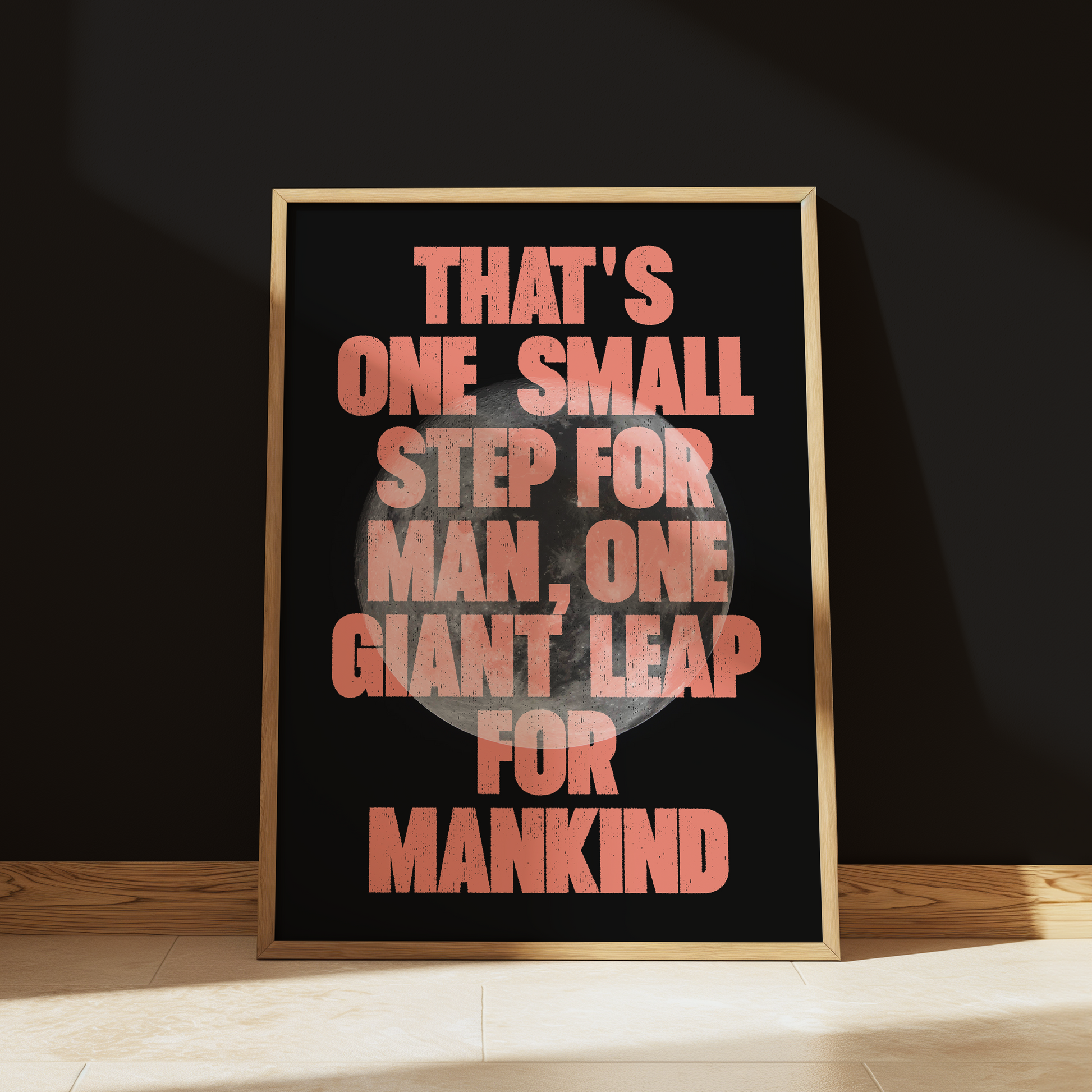 That's One Small Step For Man typography print in Orange - space wall art poster