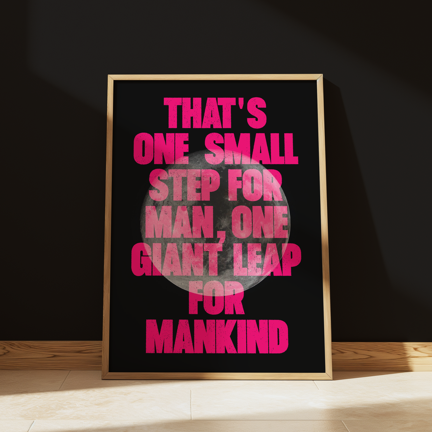 That's One Small Step For Man typography print in Pink - space wall art poster